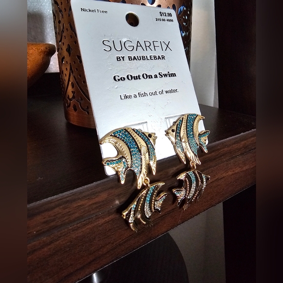 Sugarfix Baublebar Fish Go Out on a Swim Earrings New - Picture 3 of 6